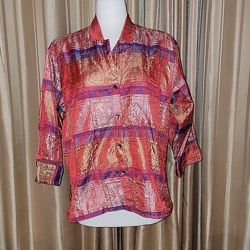 Chico's  Size 2 Beaded and Embroidered Blouse